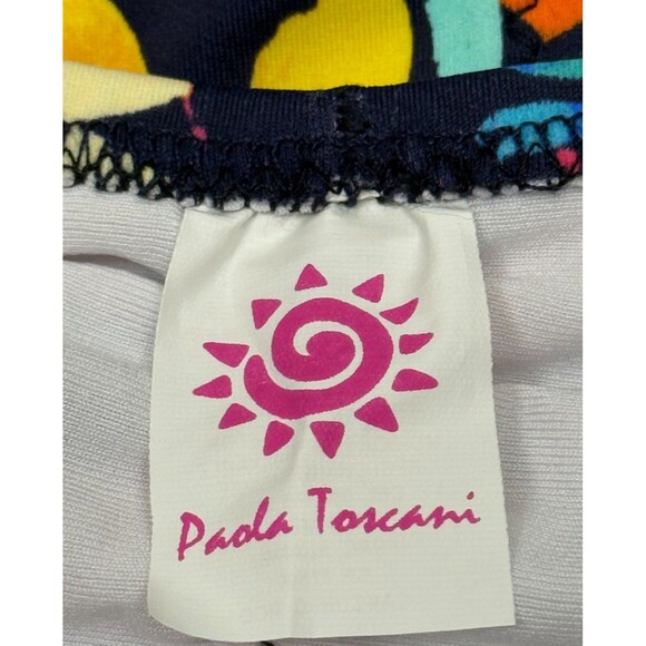 Pada Toscani Side Tie Bikini Bottom Black Floral Ruched Cheeky Swim Medium Beach - Picture 4 of 4